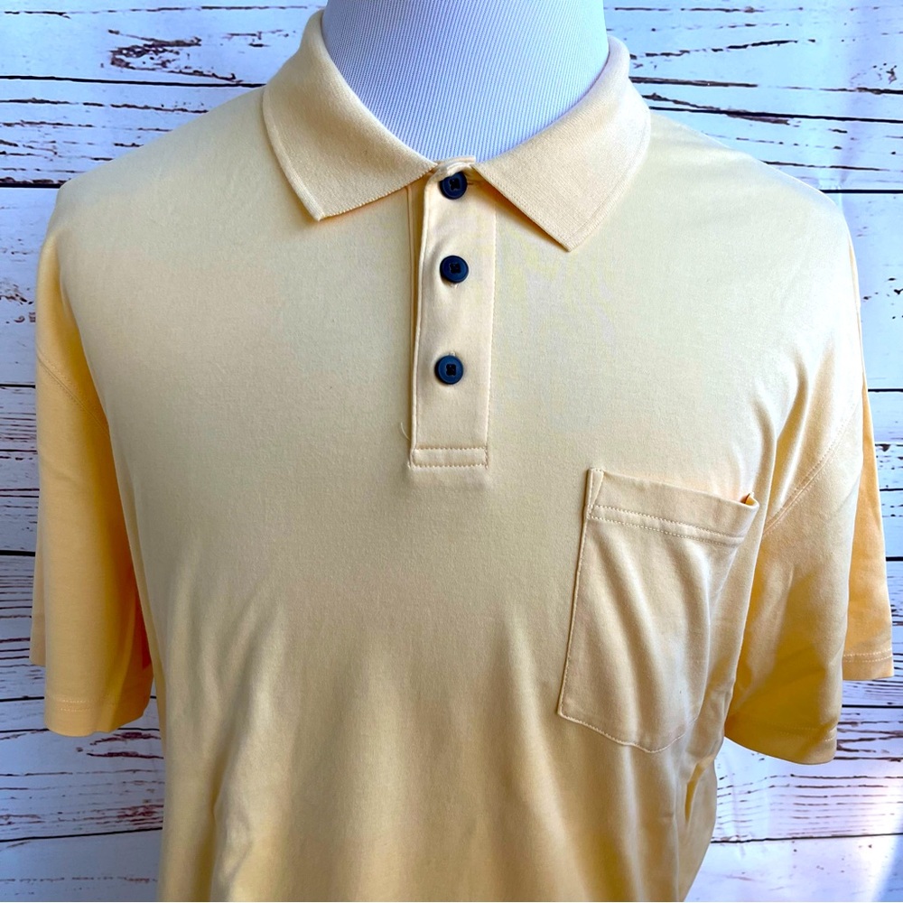 LL Bean yellow Pima cotton polo shirt XXL